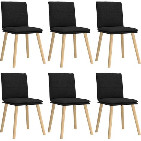 Lot de 6 Chaises à manger,Chaise de cuisine noir tissu CFW72210 (1/5)