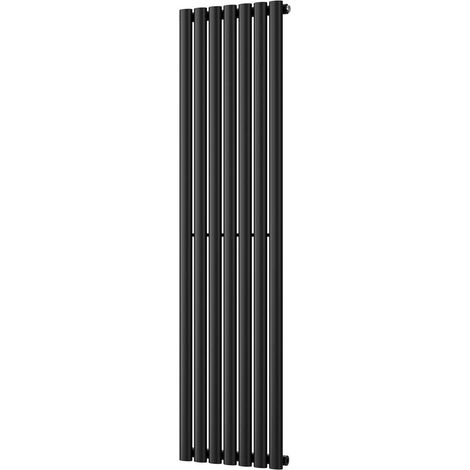 Omeara - Black Vertical Radiator H1600mm x W406mm Single Panel (1/3)