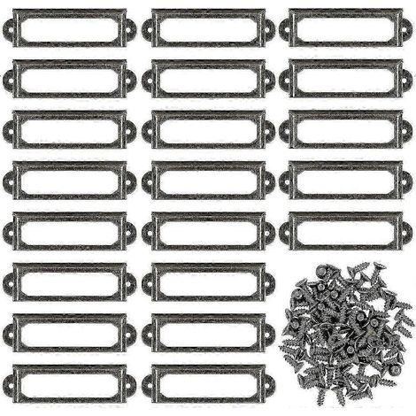 50 Stück Metall-Etikettenhalter mit Schrauben für Möbel, Schubladen, Schränke, Namenskartenschilder für Büro-Bücherregale, Regale – Bronze (s-60 x 17 mm) (1/5)