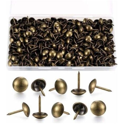 Clous de tapissier décoratifs en laiton vieilli – Lot de 200 pièces (11 × 17 mm) pour canapés, fauteuils et meubles en bois (1/4)
