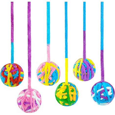 Balles pour Chat en Fil de Laine 5 cm avec Clochette Jouets pour Chat (1/5)