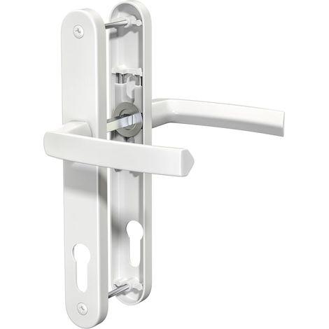 poignée de porte en aluminium UPVC blanc, 92 mm PZ, plaque arrière 243 mm, vis à vis 210 mm, de remplacement blanche (1/5)