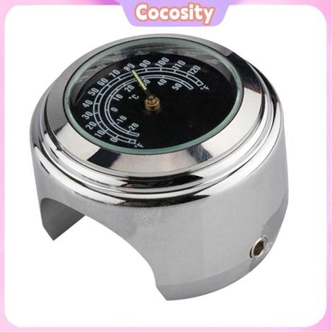Cocosity thermomètre Compteur de guidon de moto universel, horloge de vélo, moto Horloge et température à cadran noir argenté (1/5)