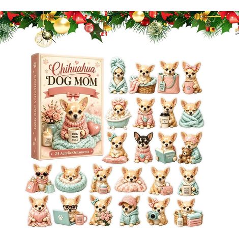 Calendrier de l'Avent de Noël Chien Mignon 24 Jours Acrylique 2D à (1/5)
