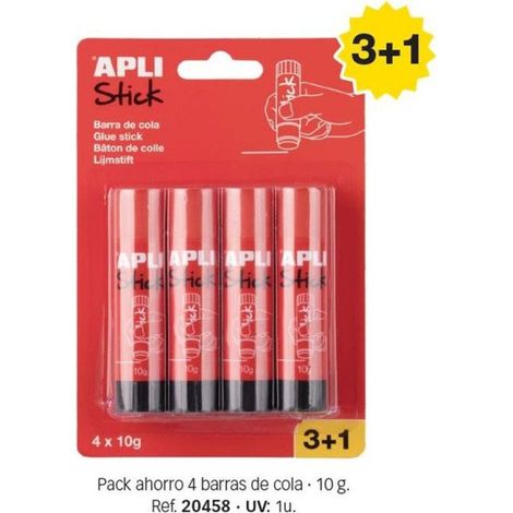 Bâtons de colle - Blanche - 10g - Lot de 4 tubes - Idéal scolaire, loisirs créatifs - Apli