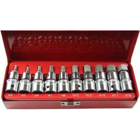 US PRO Tools 1/2dr 10pc Metric Hex Allen Bit Sockets  Socket Key Set H4-H19 1695 (1/5)
