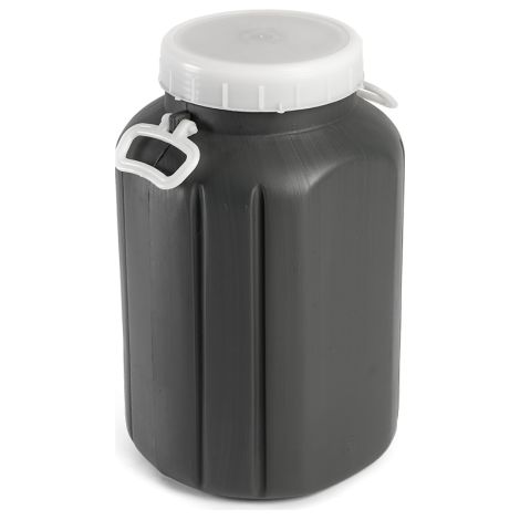 Bidón de plástico con boca ancha Gris tapa blanca de 30 litros (1/5)