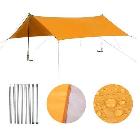 TAISHENGDA-Voile d'Ombrage Rectangulaire avec Soutien, Voile Pare-Soleil Imperméable Une Protection des Rayons UV, Toile Solaire en Oxford pour Extérieur Jardin Patio Terrasse, Orange 3x4.5m (1/5)