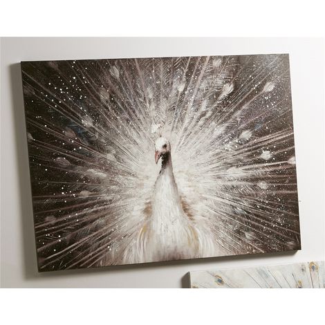 Oleo Pavo Real Plata 120X90 Cms. 120X90X2 Cms (1/5)