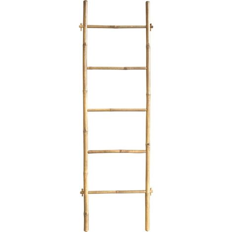 Échelle porte-serviettes 5 barres de séchage bambou 180 x 55 x 4 cm