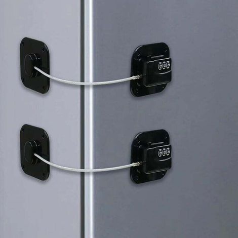 Juego de 2 candados de combinación para frigoríficos – Cerraduras adhesivas de plástico ABS y acero – Seguridad infantil – Instalación sin taladros -Crezuo