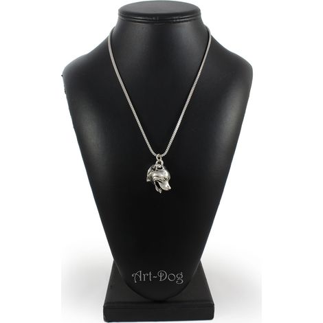 Collier avec pendentif chien Staffordshire Bull Terrier sur chaîne en argent, bijou unique signé Art-Dog. (1/5)