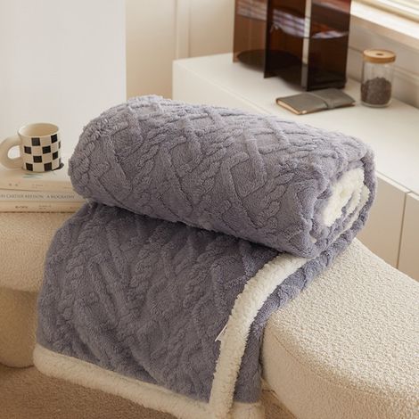 ABYSSE-Couverture tricotée mignonne pour canapé (1 pièce) - 150 x 100 cm (poids : 580 g), réversible, ultra douce et moelleuse, idéale pour le salon ou le canapé. Disponible en bleu. (1/3)