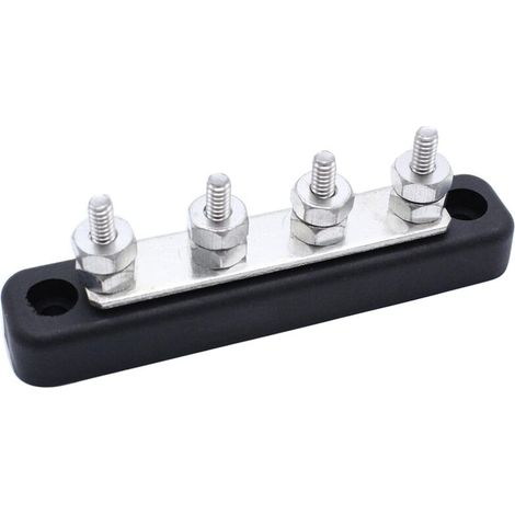Barre omnibus de distribution d'alimentation 12/24 V, courant nominal 100 A, bornes de barre omnibus à 4 positions, adaptée aux goujons 4x5 mm, applications automobiles.