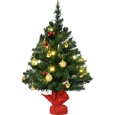 Mini albero di Natale, decorazione natalizia con palline e ghirlande luminose a LED, 60 cm, multicolore (1/5)