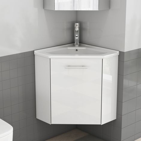 Eck-Badezimmermöbel mit Keramikwaschbecken, weiß HAVRYA (1/5)