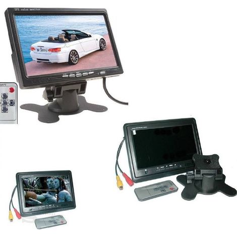 TRADE SHOP - Monitor Lcd 7" Tft Tv Auto Camper Poggiatesta A Colori Base Regolabile Stand -