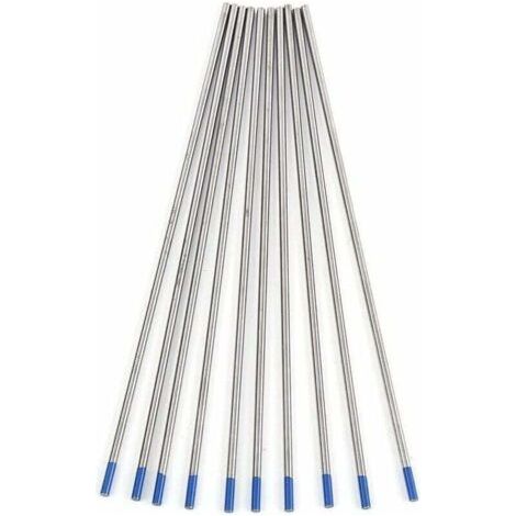 QORVA-10 pièces électrodes de tungstène de soudage. Pointe Bleue d'électrode lanthane 1.0/1.6/2.4mm. Tige d'électrode de tungstène de soudage de qualité supérieure lanthane à 2%(2.4 x 150 mm)