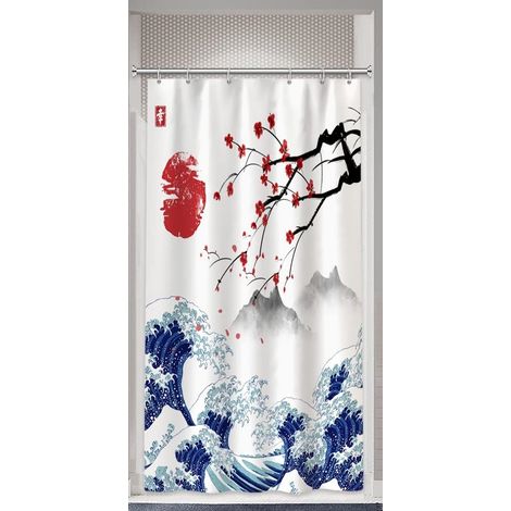 Rideau de douche japonais du mont Fuji Cherry Blossom Sunset 90x180cm (1/4)