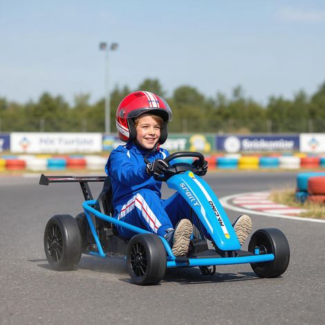 Karting électrique GoKart pour enfants, 2 moteurs 24 V, vitesse maximale 13 km/h, dimensions 119 x 77 x 54 cm, bleu (1/5)