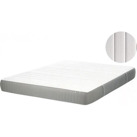 Colchón de espuma visco gel duro firme con funda extraíble de poliéster con cremallera blanco y gris 160 x 200 cm Happiness (1/5)