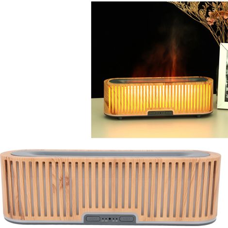 200-ml-Aroma-Diffusor mit Hohlflamme, vertikaler Lichtdiffusor in Holzoptik, siebenfarbiger Luftbefeuchter für das Schlafzimmer, 100–240 V, helle Holzoptik, europäischer Standard (1/5)