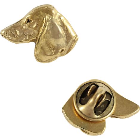 Dachshund I: un broche con forma de perro en una caja decorativa, un elegante alfiler chapado en oro, un alfiler de solapa de Art-Dog. (1/5)