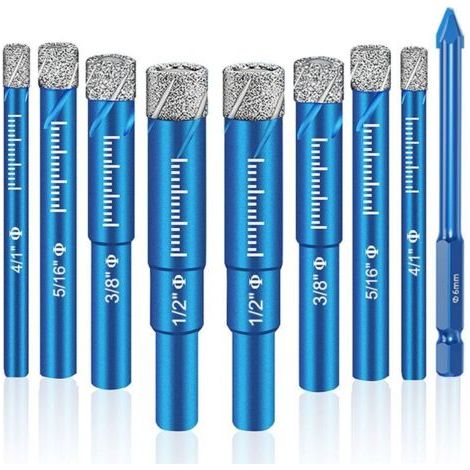 Coffret de 9 forets diamantés de qualité supérieure : outils polyvalents pour un perçage précis sur la porcelaine, la céramique, le verre, le marbre, etc.
