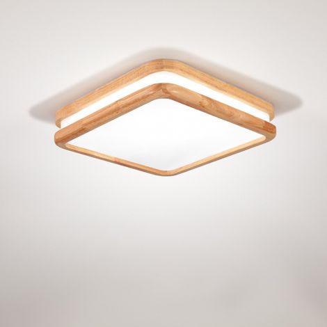 LED Ceiling Light Modern Industrial in Solid Wood Acrylic for Bathroom Hallway Island - Cold Light 6000K Square