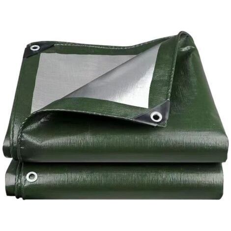 Bâche de protection extérieure universelle imperméable réversible avec œillets - 150g - Gris et vert - 2 x 3 m (1/5)