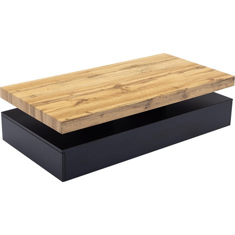 Tavolino con 2 cassetti in MDF Nero e Naturale chiaro - FELIX