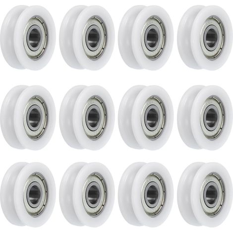 4-teiliges Set: U608ZZ Nylon-Riemenscheibe mit U-Nut-Kugellager (8x30x10 mm) — U-Nut-Laufrolle (GCr15) aus Chromstahl, ABEC-3 (1/4)