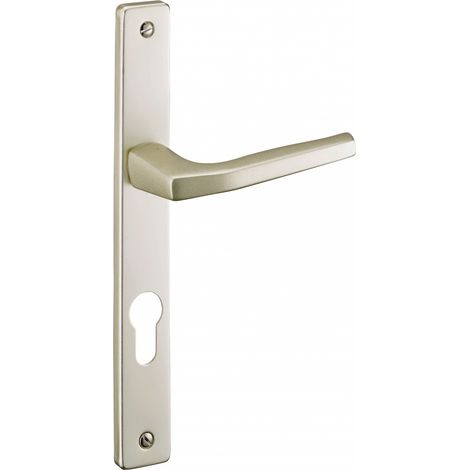Thirard – Ensemble de poignées Picardie pour porte d'entrée – Trou de cylindre – Entr'axes 195mm – Carré 7mm – Aluminium couleur champagne (1/2)