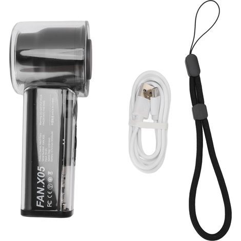High-speed portable fan with adjustable 100 speeds, 3000 mAh battery, mini rechargeable pocket-sized design with metal body and digital display for travel and camping, black (1/5)