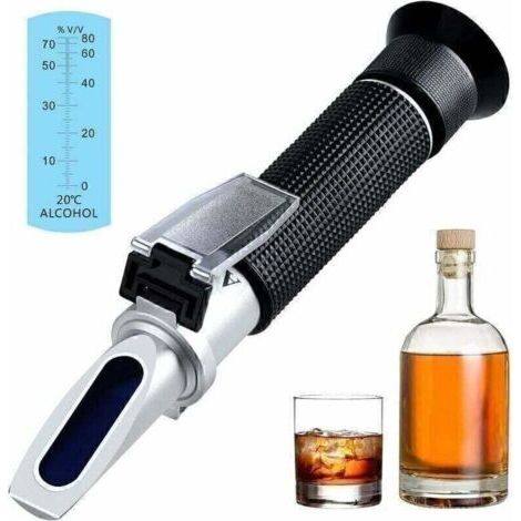 Réfractomètre portable haute précision pour mesure d’alcool, plage 0–80 % vol, idéal pour whisky bourbon, vodka, gin et autres spiritueux