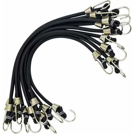 10 pezzi di corde elastiche con ganci, mini elastici, corde elastiche universali resistenti con 2 ganci resistenti, cinghie per tende, campeggio, motociclette, rimorchi, bagagli, auto e biciclette, ne (1/5)