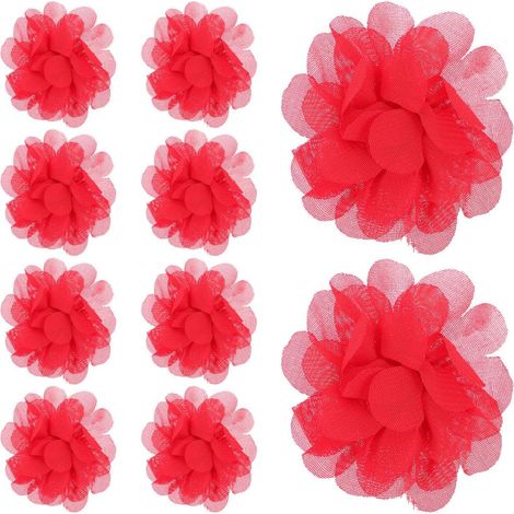 10 Pieces Realistic Red Fabric Artificial and Reusable Flower Heads for Wedding and Flower Wall Decoration (1/5)