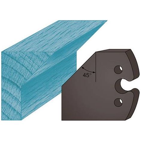 Jeu de 2 contre-fers profilés Ht. 48 x 5,3 mm chanfrein 45° A205 pour porte-outils de toupie - Diamwood (1/2)