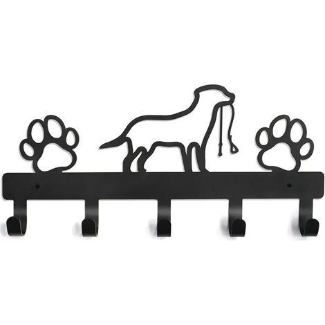 Porte-manteau mural avec 5 crochets en forme de patte de chien, idéal pour suspendre chapeaux, clés et manteaux, couleur noire.