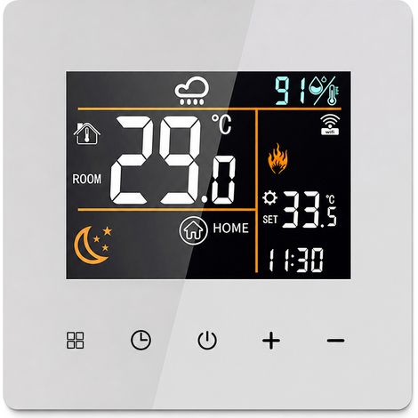 Thermostat de Chauffage au Sol K9 Blanc sans Wi-Fi, 3 A, pour Chauffage Hydraulique et Chaudière Murale (1/5)