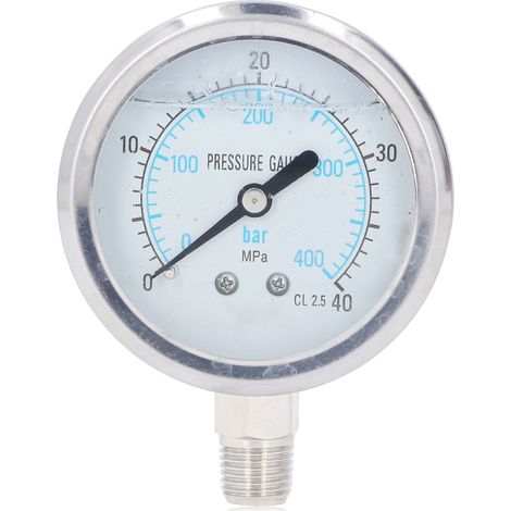 Vakuummeter mit transparentem Zifferblatt, Edelstahlgehäuse für Haushalt und Industrie, 1/4 Zoll NPT, 040 MPa