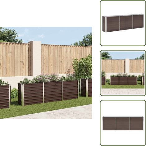 Lit surélevé de jardin Acier galvanisé 240x40x77 cm Marron - Jardinière - Pot De Fleurs Extérieur - Bac À Plantation - Jardin Vertical - Décoration Jardin (1/5)