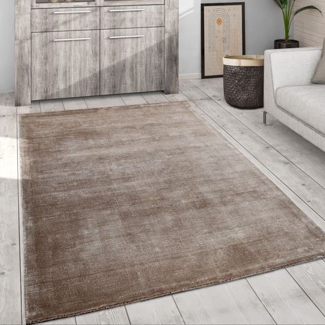 Paco Home Teppich Wohnzimmer Vintage Kurzflor Handgewebt Modernes Muster Einfarbig Beige, 120 cm Rund