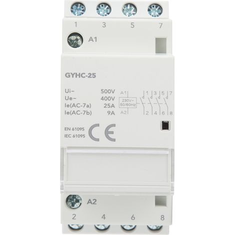 Contacteur Modulaire 4P 25A pour Contrôle de Circuit Industriel et Domestique 4NO 230V 50Hz (1/5)