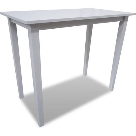 Helloshop26 – Table haute mange debout en bois blanc – Dimensions 110 x 60 x 90,8 cm – MDF avec placage bois véritable – Pieds en hévéa massif