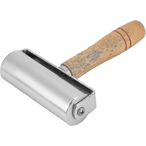 Outil de préparation des bords pour cuir avec manche en bois, rouleau métallique, 100 mm, couleur argentée (1/5)