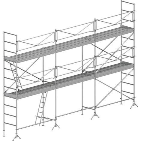 Echafaudage de maçon 60m² - Structure + Planchers + Plinthes + Garde-corps - DCM60-SPP