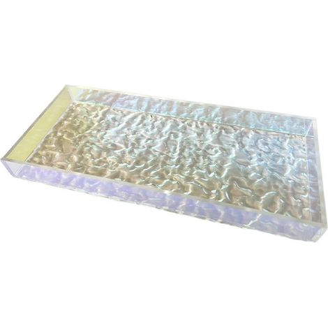 Dekoratives Tablett, farbenfrohes Acryltablett, vielseitiges Kosmetiktablett, Make-up-Organizer, Schminktablett, Serviertablett für Arbeitszimmer, Schlafzimmer-Stone Pattern L (1/5)