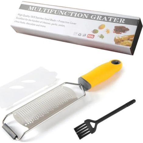 (Jaune) Déchiqueteuse avec couvercle de protection et brosse de nettoyage, en acier inoxydable, compatible lave-vaisselle. (1/5)