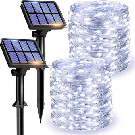 2 Pièces Guirlande Solaire,120 LED,8 Modes,12 Mètres,IP55,Extérieur